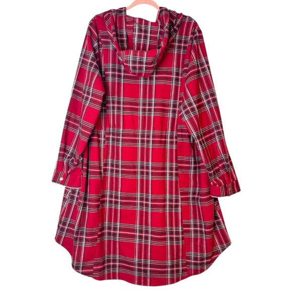 Torrid Red Plaid Flannel Anorak Long Jacket Hoodie Women's Plus Size 3x (22/24) - Picture 7 of 10